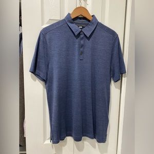 Navy Aqua color John Varvatos polo with black buttons.
